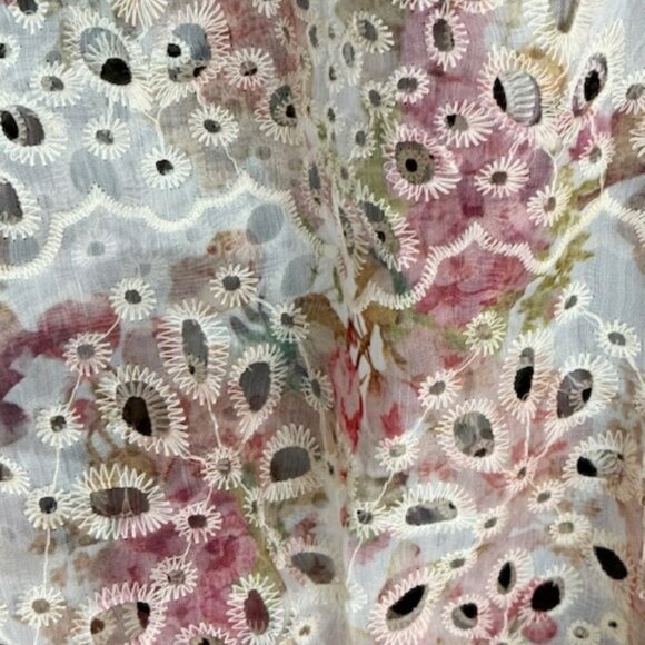 Solitaire Floral Pastel Maxi Dress Embroidered Eyelet Lace Romantic Boho Size M - Picture 6 of 8